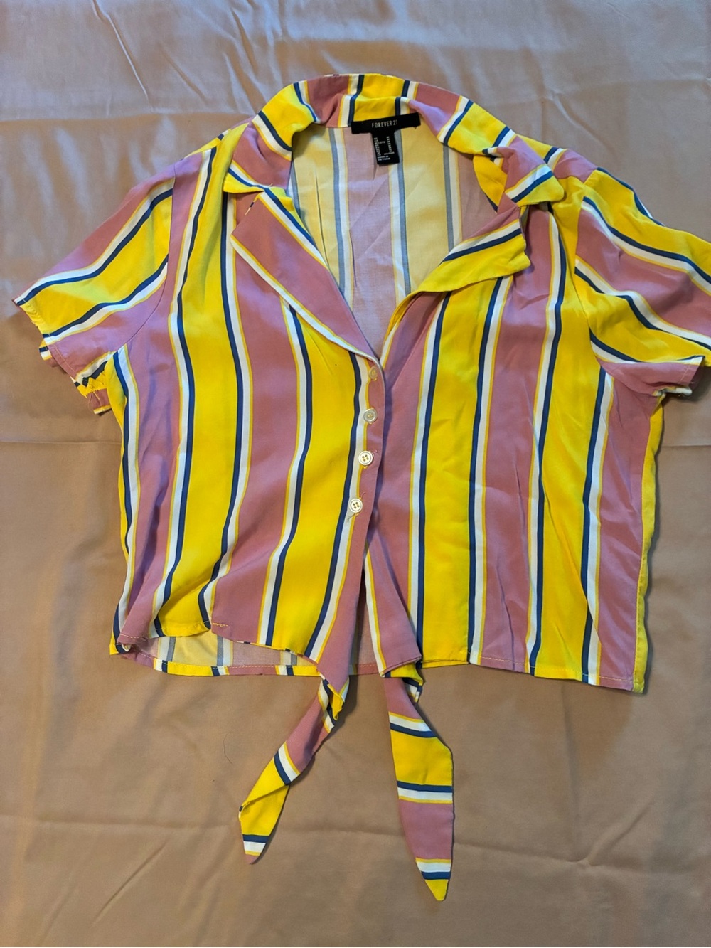 Forever 21 pink and yellow crop top